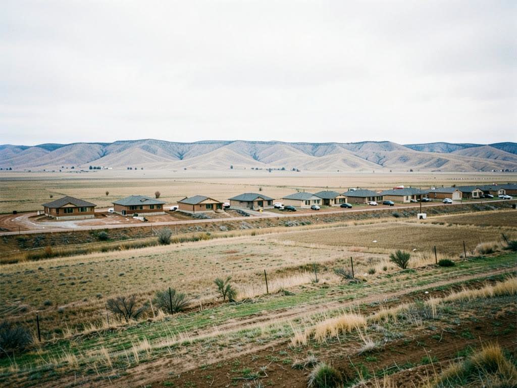 New-build homes going up at the edge of farmland in Meridian, Idaho